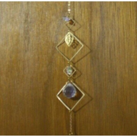 Suncatcher Crystal Ball Light Prism  Butterfly Squares Gold Star Leaf 17 1/2" - Picture 4 of 5